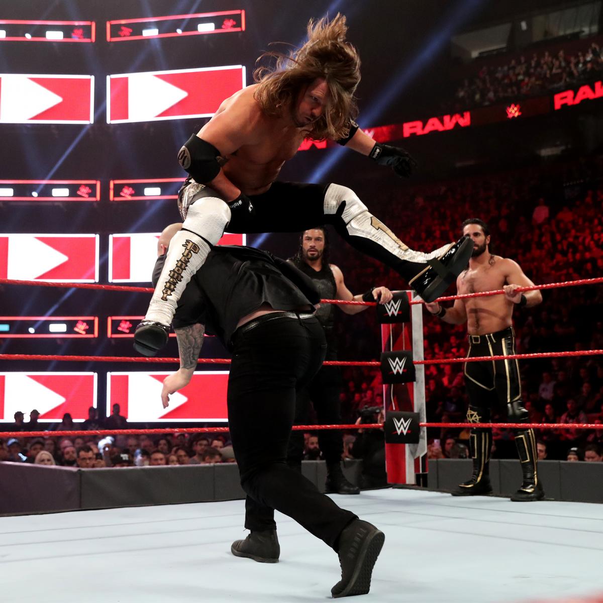 传奇大师加盟红色品牌，组队罗曼&罗林斯！《WWE RAW 2019.04.16》