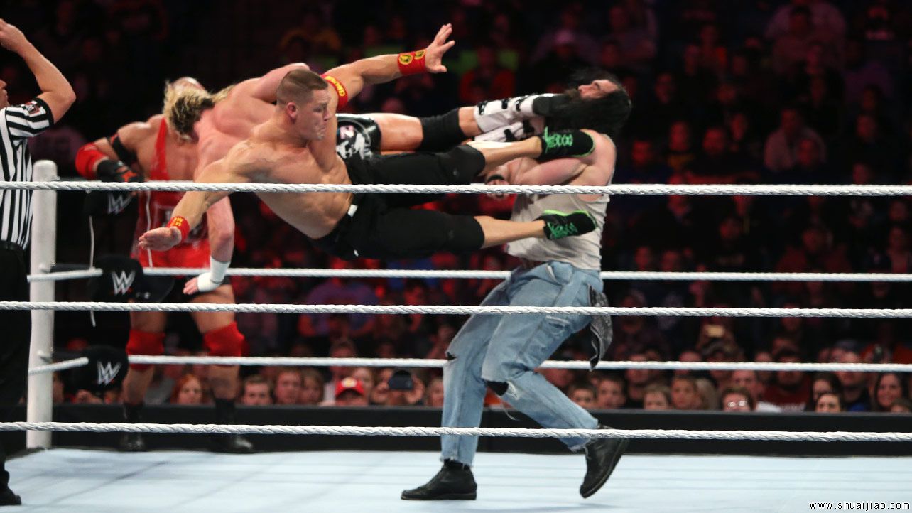 塞纳&道夫&埃里克 vs. 凯恩&罗林斯&卢克《RAW2014.12.02》