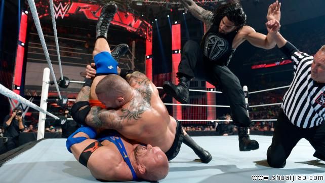 兰迪·奥顿对阵罗曼·雷恩斯对阵莱贝克《RAW 2015.04.07》