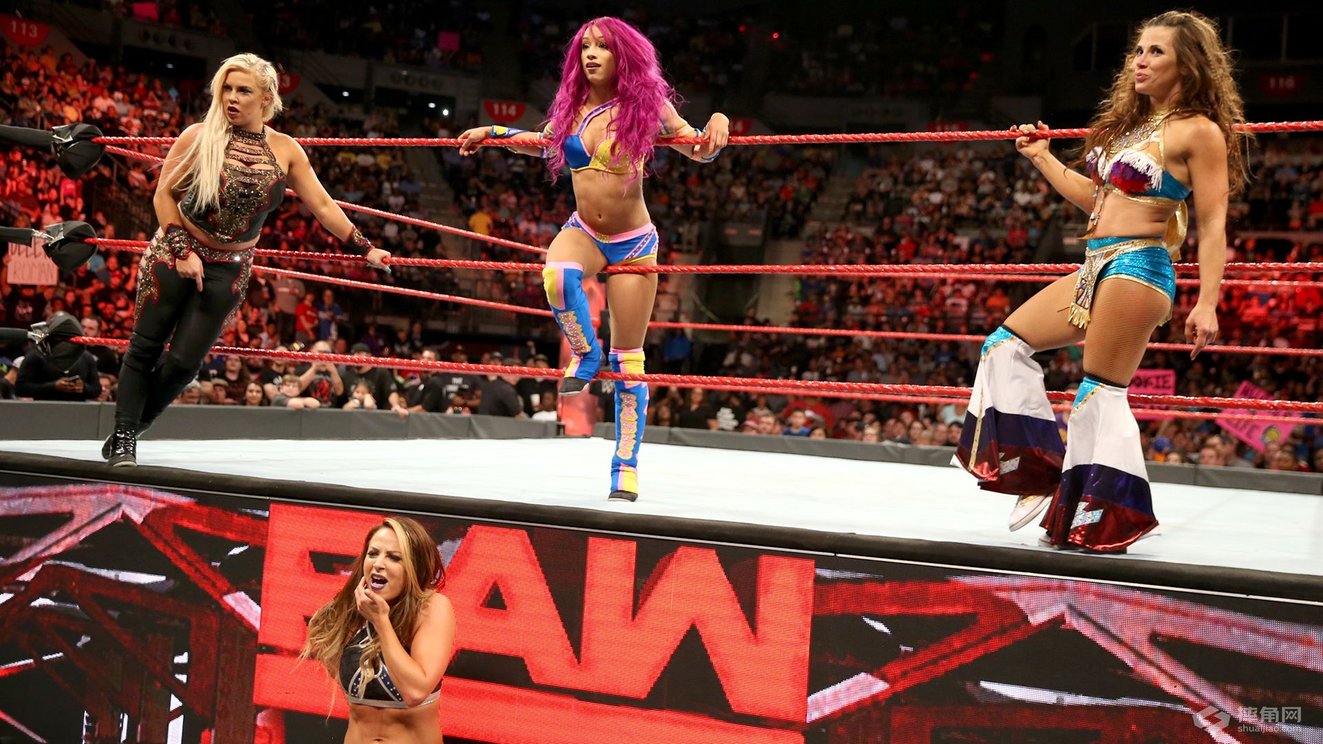 女子组上演大乱斗,小魔女阿莱克萨竟全身而退!《wwe raw 2017.06.