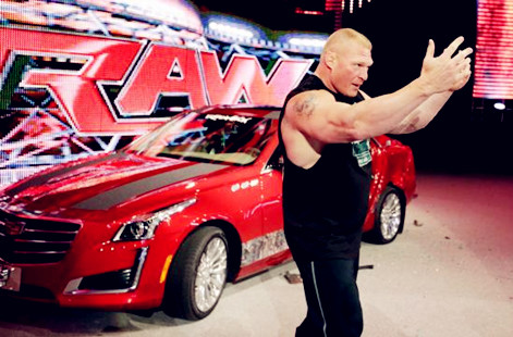 布洛克摧毁双J保镖珍爱的凯迪拉克《WWE RAW 2015.07.07》